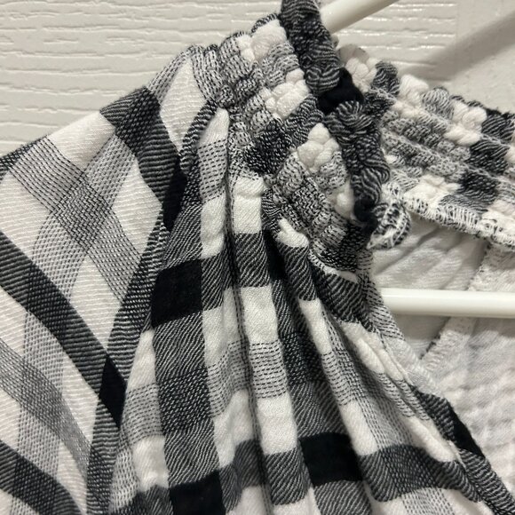 Women's Cloth & Stone Anthropologie Black/White Checked Cropped Top - SMALL - Picture 7 of 13